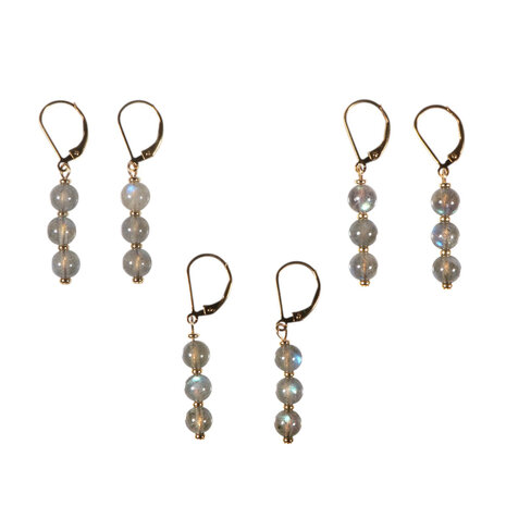 Gold filled oorbellen labradoriet A-kwaliteit | 3 bolletjes