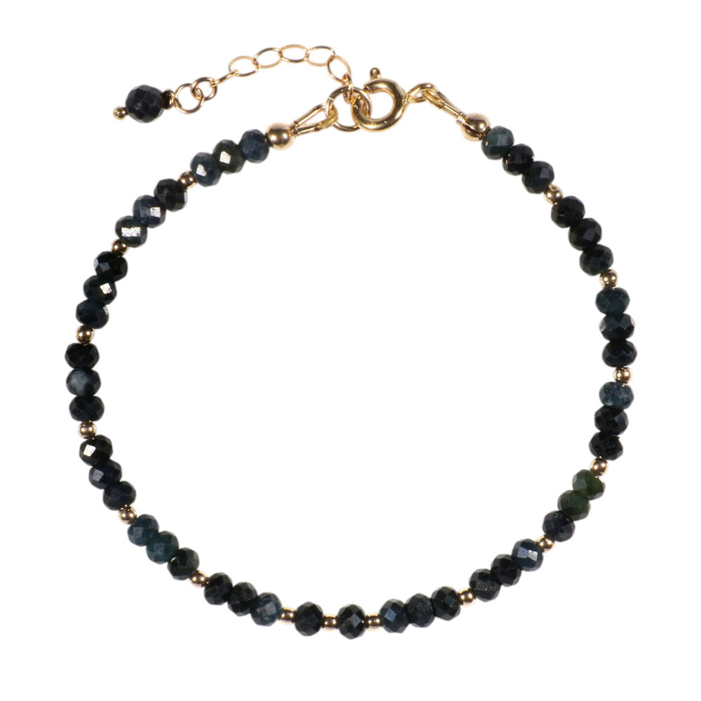 Indigoliet (blauwe toermalijn) gold filled armband | 4 x 3 mm facet rondelles