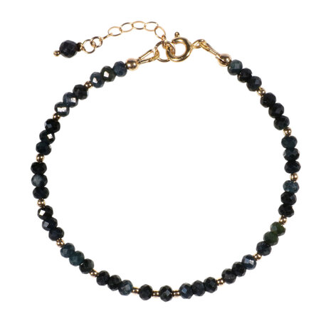 Indigoliet (blauwe toermalijn) gold filled armband | 4 x 3 mm facet rondelles
