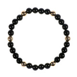 Onyx armband met 6 gouden (14k) kralen
