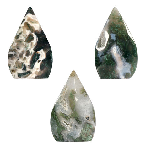 Mosagaat sculptuur vlam 7 - 9 cm Mosagaat sculptuur vlam 7 - 9 cm