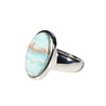 Zilveren ring calciet (Caribbean blue) maat 18 | ovaal 1,9 x 1,2 cm