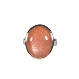 Zilveren ring maansteen (roze) maat 18 (licht verstelbaar) | ovaal 2 x 1,7 cm