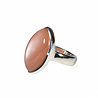 Zilveren ring maansteen (roze) maat 17 1/2 (licht verstelbaar) | markies 2,1 x 1,1 cm