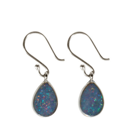 Zilveren oorbellen  opaal (Australië) doublet | druppel 11 x 7 mm