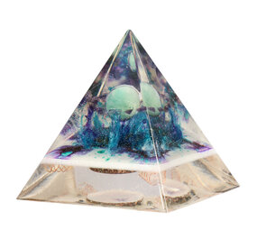 Orgonite piramide groene fluoriet bol 10,5 x 10,5 x 10,5 cm | 471 gram