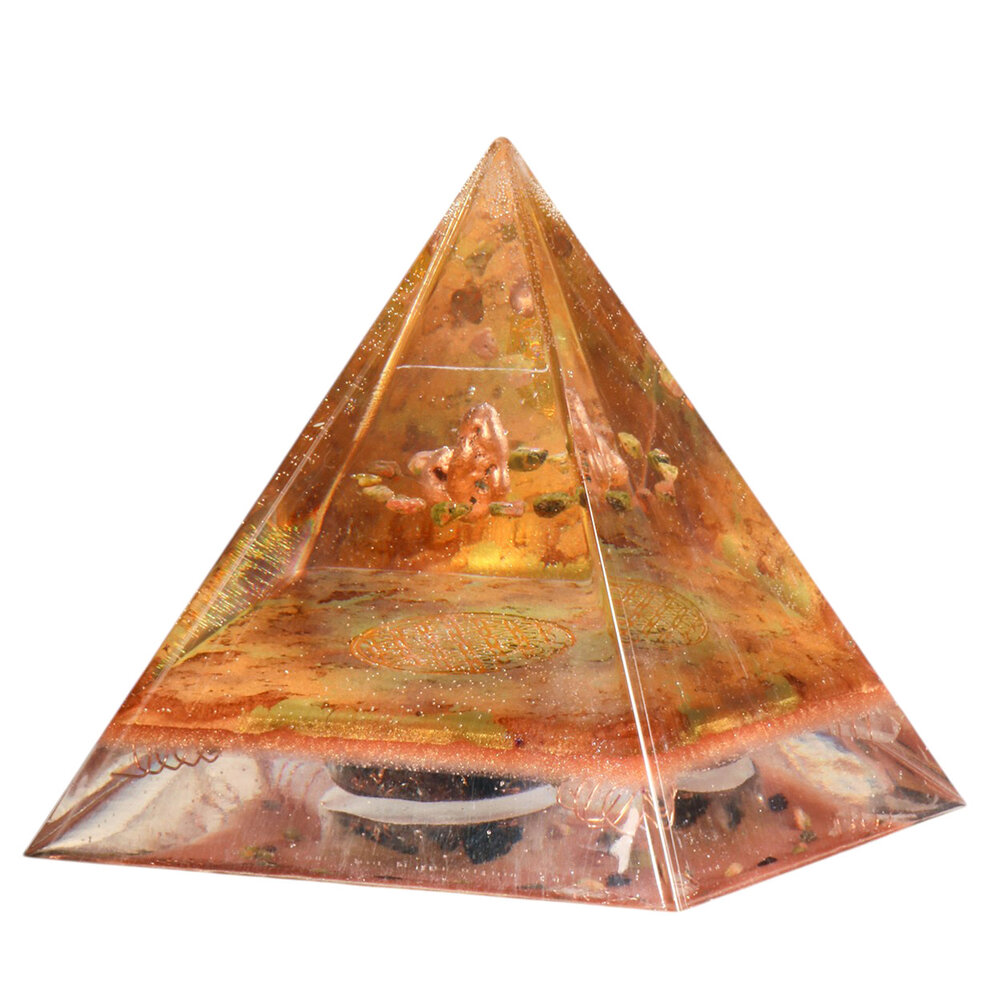 Orgonite piramide koper en unakiet 10,5 x 10,5 x 10,5 cm | 474 gram