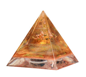 Orgonite piramide koper en unakiet 10,5 x 10,5 x 10,5 cm | 474 gram