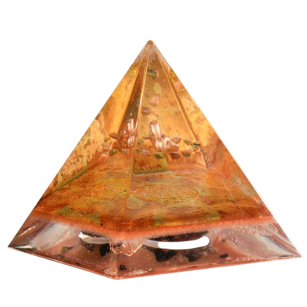 Orgonite piramide koper en unakiet 10,5 x 10,5 x 10,5 cm | 474 gram