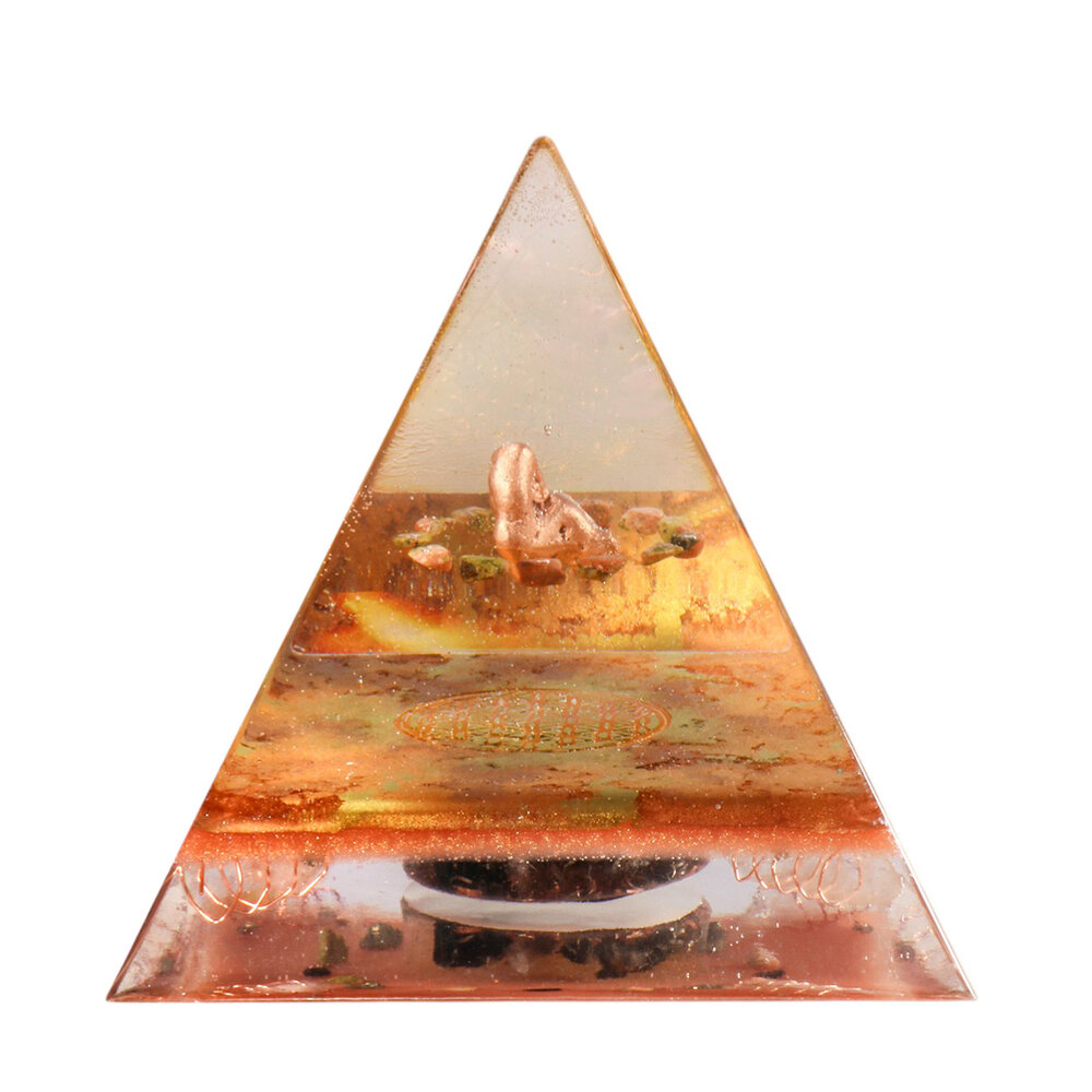 Orgonite piramide koper en unakiet 10,5 x 10,5 x 10,5 cm | 474 gram
