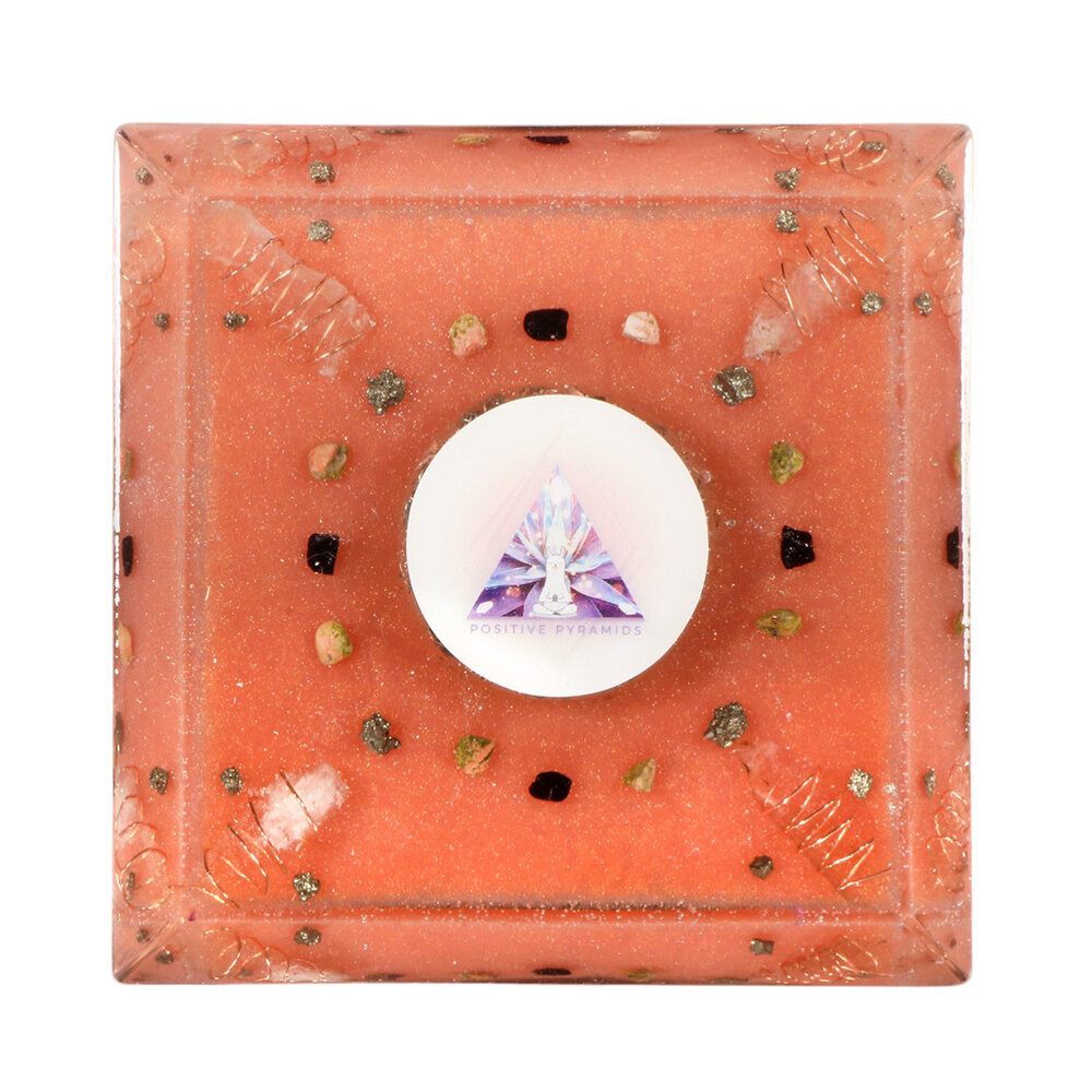 Orgonite piramide koper en unakiet 10,5 x 10,5 x 10,5 cm | 474 gram