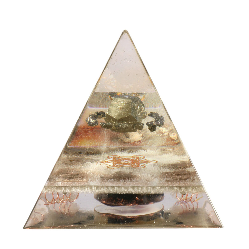 Orgonite piramide metatron's cube met pyriet 10,5 x 10,5 x 10,5 cm | 504 gram Orgonite piramide metatron's cube met pyriet 10,5 x 10,5 x 10,5 cm | 504 gram