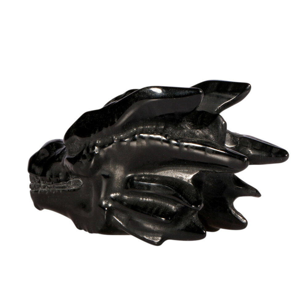 Obsidiaan (zwart) draken schedel 10 x 4,3 x 6 cm