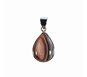 Zilveren hanger agaat (botswana) | druppel 2,2 x 1,6 cm