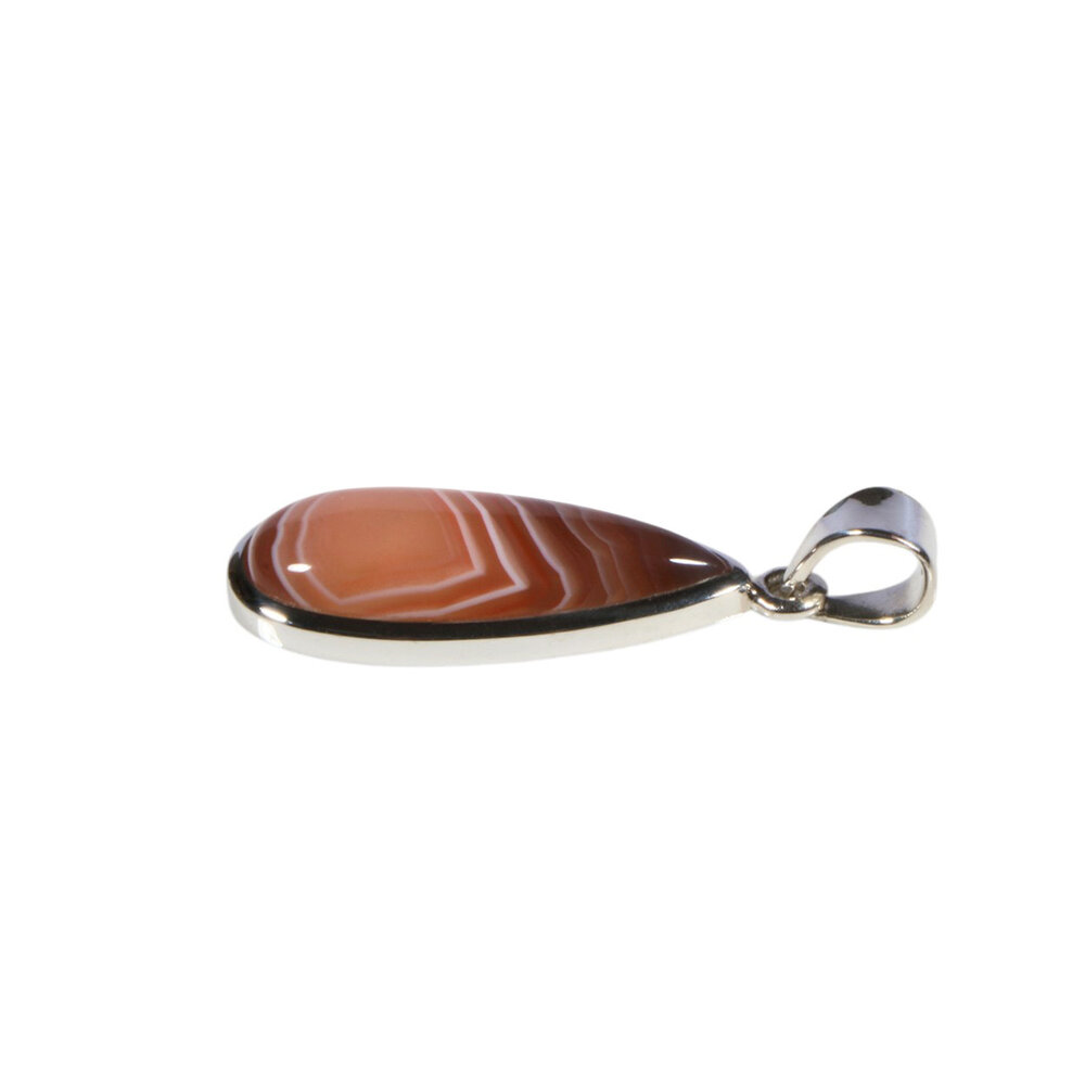 Zilveren hanger agaat (botswana) | druppel 2,5 x 1 cm