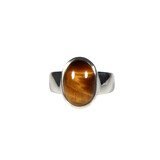 Zilveren ring tijgeroog maat 17 1/2 | ovaal 1,4 x 0,9 cm