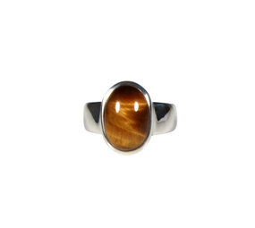 Zilveren ring tijgeroog maat 17 1/2 | ovaal 1,4 x 0,9 cm