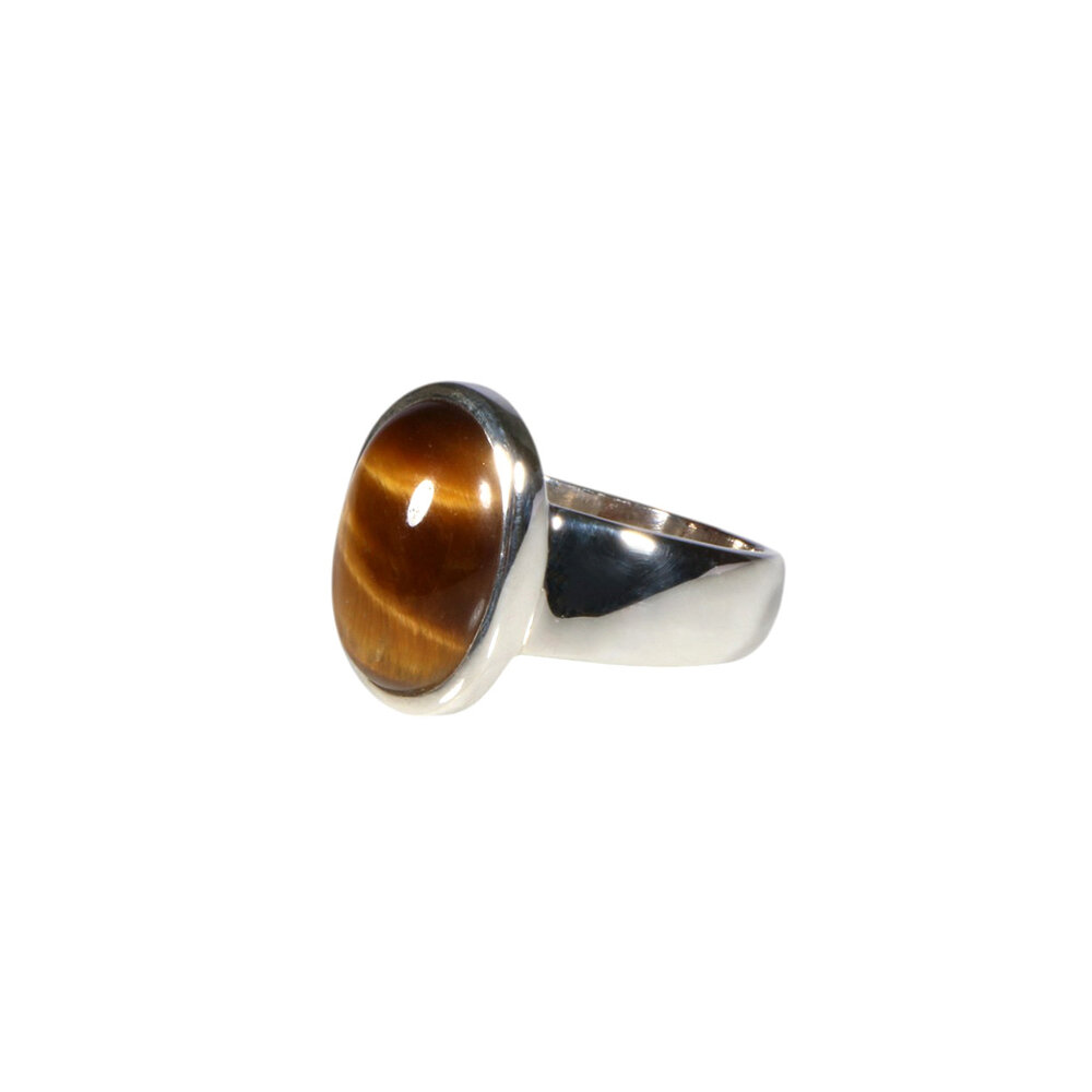 Zilveren ring tijgeroog maat 17 1/2 | ovaal 1,4 x 0,9 cm