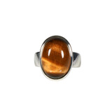Zilveren ring tijgeroog maat 18 1/2 | ovaal 1,7 x 1,2 cm