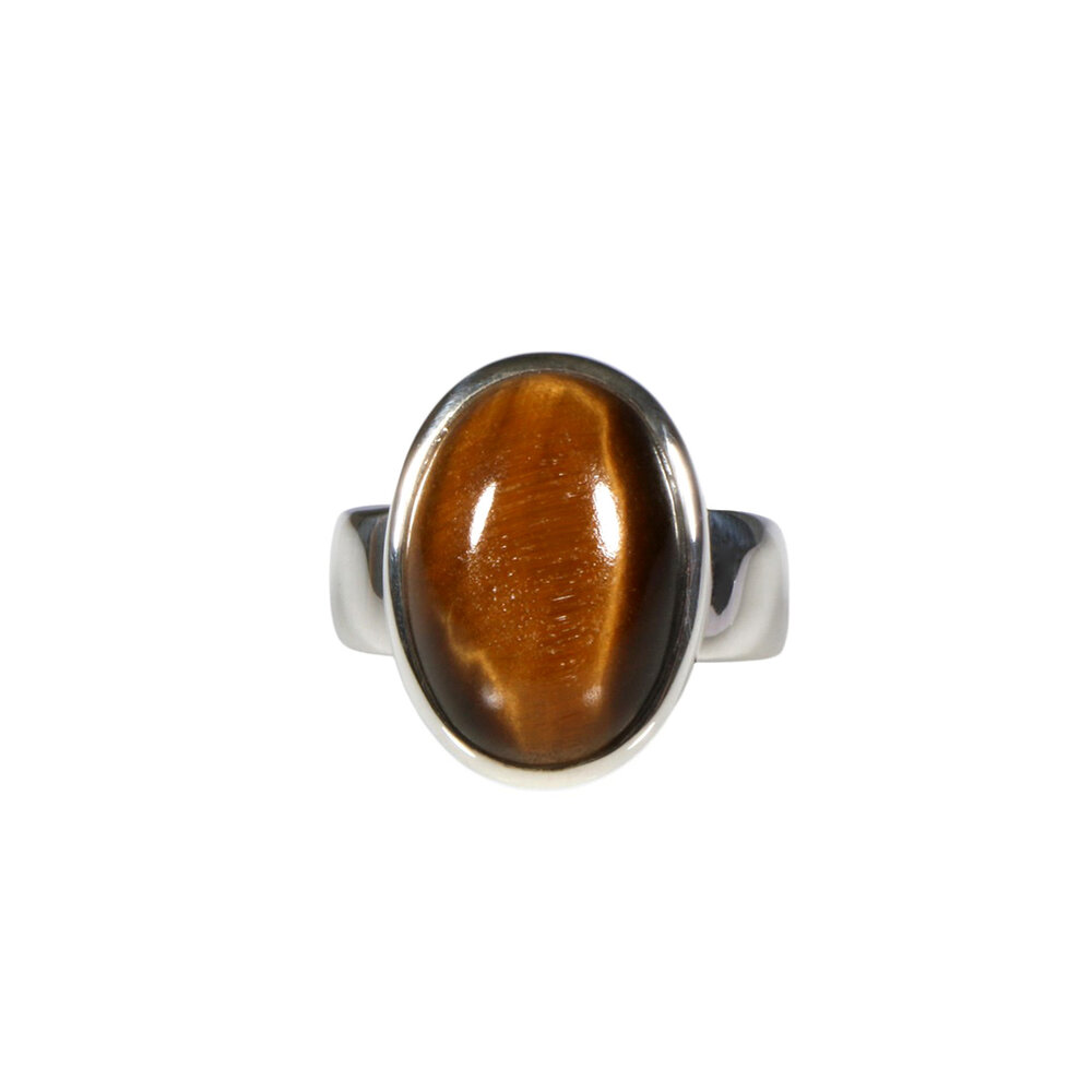 Zilveren ring tijgeroog maat 18 1/2 | ovaal 1,7 x 1,3 cm