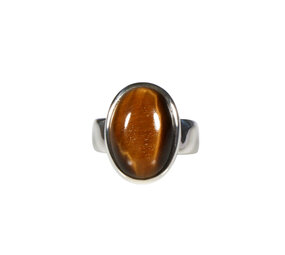 Zilveren ring tijgeroog maat 18 1/2 | ovaal 1,7 x 1,3 cm