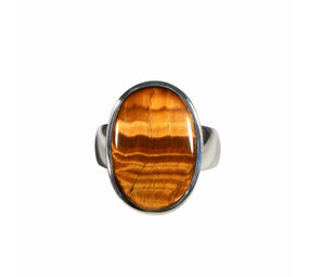 Zilveren ring tijgeroog maat 18 1/2 | ovaal 2,1 x 1,4 cm