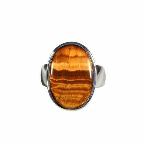 Zilveren ring tijgeroog maat 18 1/2 | ovaal 2,1 x 1,4 cm