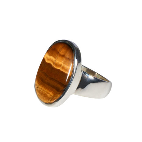 Zilveren ring tijgeroog maat 18 1/2 | ovaal 2,1 x 1,4 cm