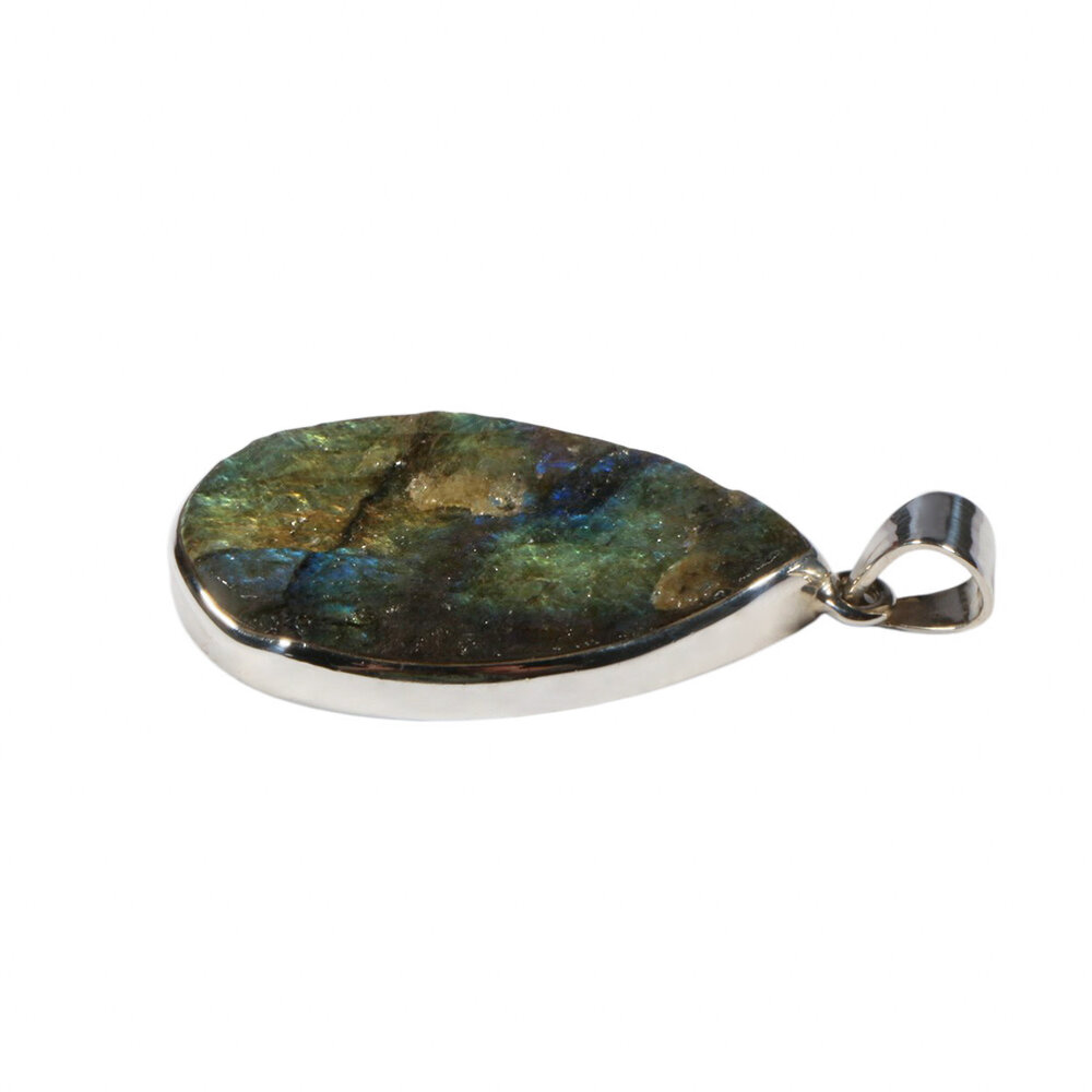 Zilveren hanger labradoriet | druppel ruw 3,6 x 2,2 cm Zilveren hanger labradoriet | druppel ruw 3,6 x 2,2 cm