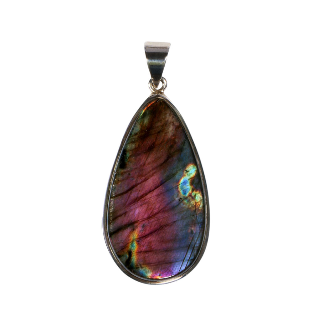 Zilveren hanger labradoriet | druppel 3,6 x 2 cm