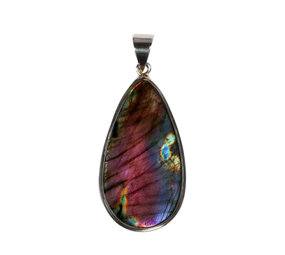 Zilveren hanger labradoriet | druppel 3,6 x 2 cm Zilveren hanger labradoriet | druppel 3,6 x 2 cm