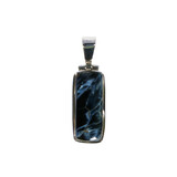 Zilveren hanger pietersiet (blauw) | rechthoek 2,2 x 0,9 cm