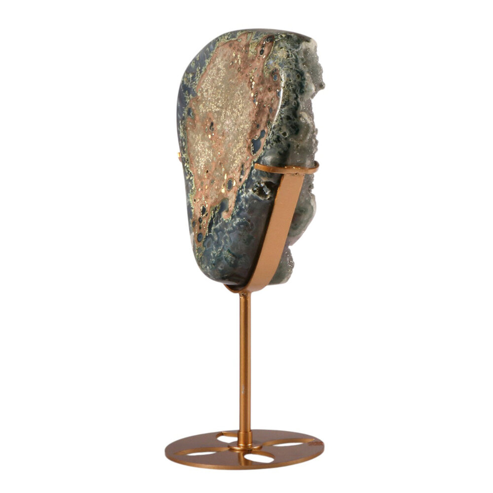 Amethist (galaxy) grijs/groen cluster 15,2 x 11,3 x 6 cm | 1669 gram | op standaard