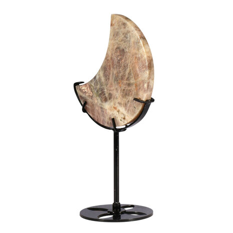 Maansteen maan op standaard (zwart) 10,7 x 10 x 1,7 cm | 318 gram