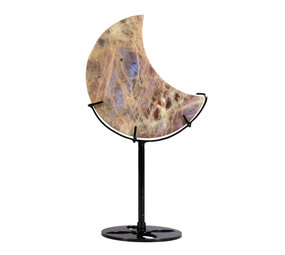 Maansteen maan op standaard (zwart) 10,7 x 10 x 1,7 cm | 318 gram