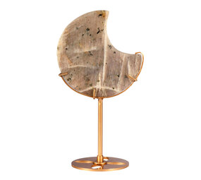 Maansteen maan op standaard (goudkleurig ) 10,2 x 10,1 x 1,3 cm | 288 gram