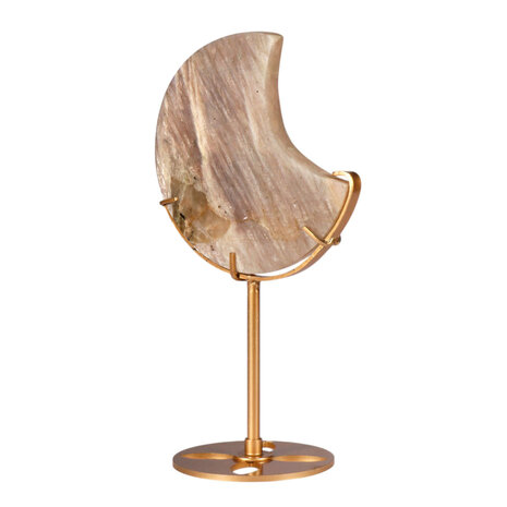 Maansteen maan op standaard (goudkleurig ) 10,2 x 10,1 x 1,4 cm | 296 gram