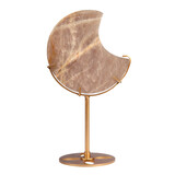 Maansteen maan op standaard (goudkleurig ) 10,2 x 10 x 1,5 cm | 315 gram