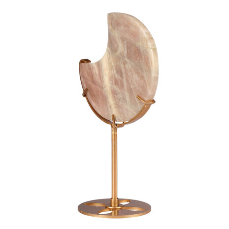 Maansteen maan op standaard (goudkleurig ) 10,5 x 10,4 x 1,5 cm | 317 gram