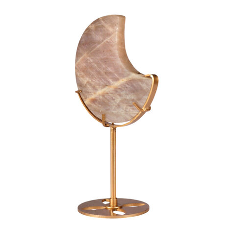 Maansteen maan op standaard (goudkleurig ) 10,3 x 10,2 x 1,6 cm | 327 gram