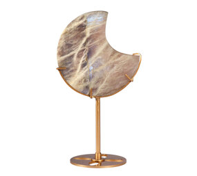Maansteen maan op standaard (goudkleurig ) 10 x 9,2 x 1,4 cm | 328 gram Maansteen maan op standaard (goudkleurig ) 10 x 9,2 x 1,4 cm | 328 gram