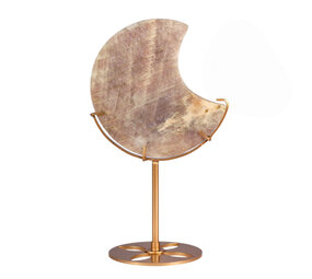 Maansteen maan op standaard (goudkleurig ) 11,6 x 11,5 x 1,6 cm | 415 gram