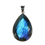 Zilveren hanger labradoriet | druppel facet 3,6 x 2,5 cm Zilveren hanger labradoriet | druppel facet 3,6 x 2,5 cm