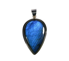 Zilveren hanger labradoriet | druppel 3,5 x 2,3 cm