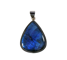 Zilveren hanger labradoriet | druppel 3,2 x 2,5 cm