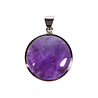 Zilveren hanger amethist | rond 2,8 cm