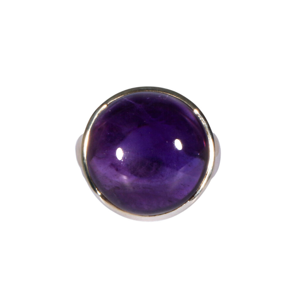 Zilveren ring amethist maat 19 | rond 1,9 cm