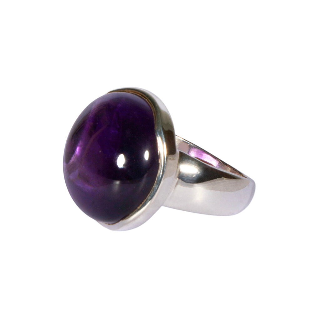 Zilveren ring amethist maat 19 | rond 1,9 cm