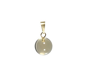 Citrien hanger rond 12 mm met 14k gouden oogje