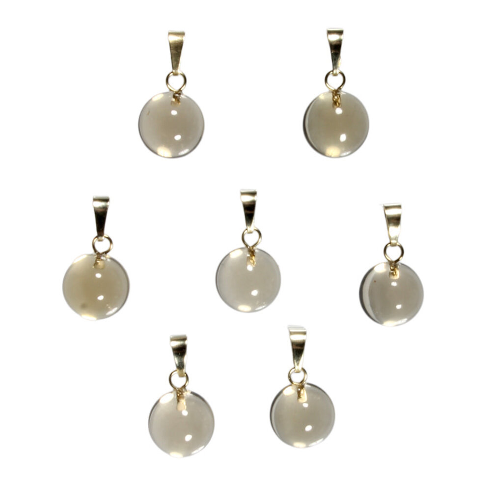 Citrien hanger rond 12 mm met 14k gouden oogje